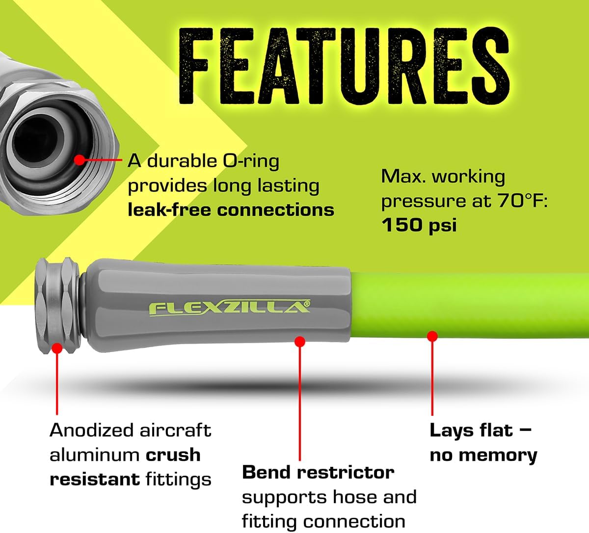 Flexzilla Gartenschlauch, 1,6 cm x 15,2 m, leichter Allwetter-Wasserschlauch, langlebig und flexibel, auslaufsichere Anschlüsse