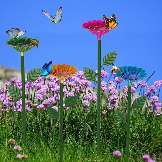Bienen-Bewässerungsstation, Bienenbad für Garten, Metall, Bienen-Wasserspender mit Blumen-Design, bunte Schmetterling-Bienen-Badeschüssel für den Außenbereich, Garten, Hof, Dekoration (Rot